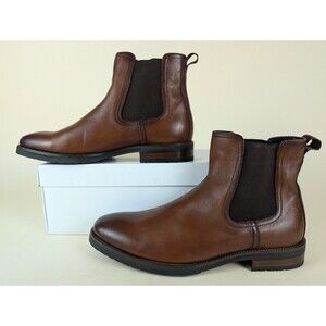 Steve Madden Boots Mens 11.5 M Sully Chelsea Tan Leather Ankle Top Shoes NEW